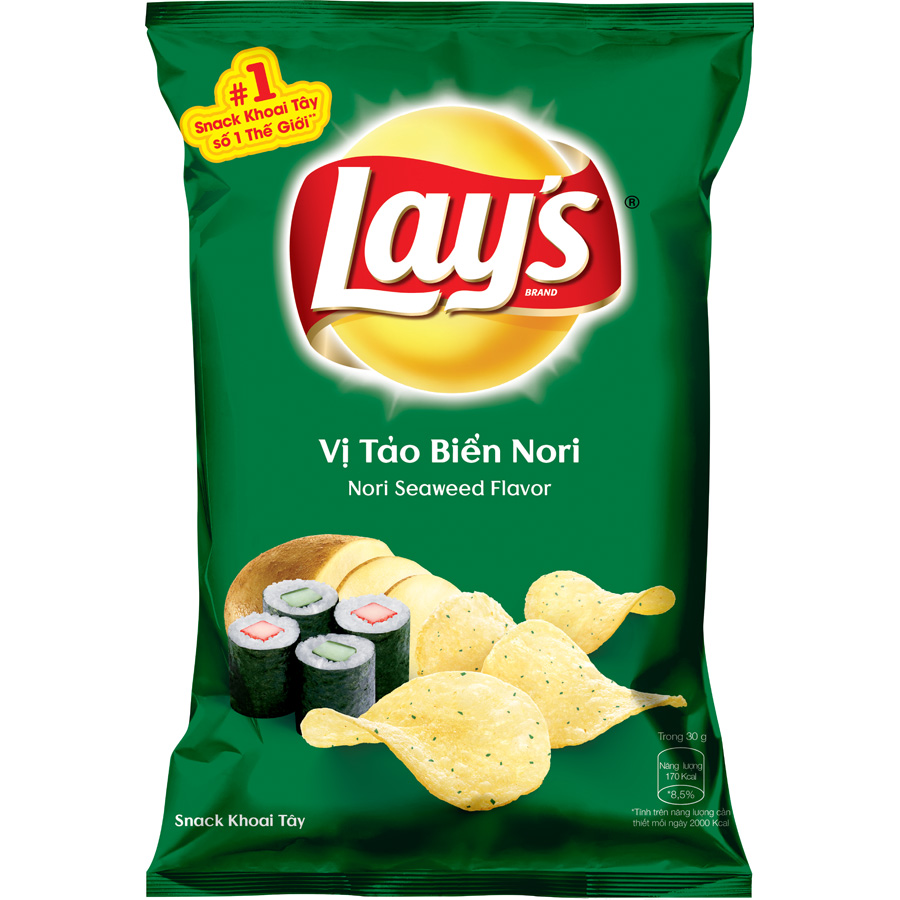 Combo 4 Snack Khoai Tây Lay's Mix vị 95g: Tự nhiên Classic, Tảo Biển Nori, Sườn Nướng BBQ và Thăn bò nướng Texas