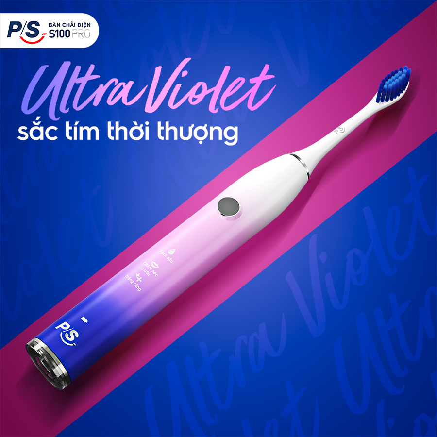 [Nhập coupon giảm ngay 50K]Bàn Chải Điện P/S S100 PRO - Phiên Bản Ultra Violet Giới Hạn - Sạch chuẩn sóng âm