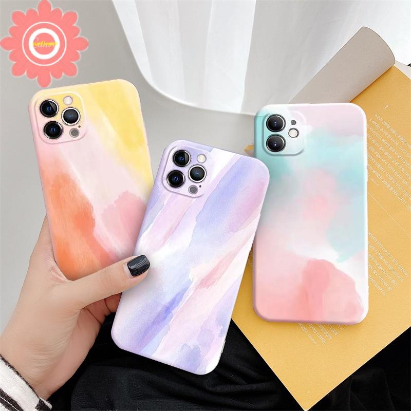 Watercolor Phone Case for Vivo Y12s Y31 2021 Y91 Y93 Y95 Y20i Y11 Y20 Y12 Y12i Y17 Y15 Y30 Y50 Y53 Y30i Y91C Y20s Y51 2020 Gradient Matte Soft Silicone Back Cover