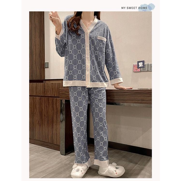 Bộ pyjama bầu mặc nhà thanh lịch BD205