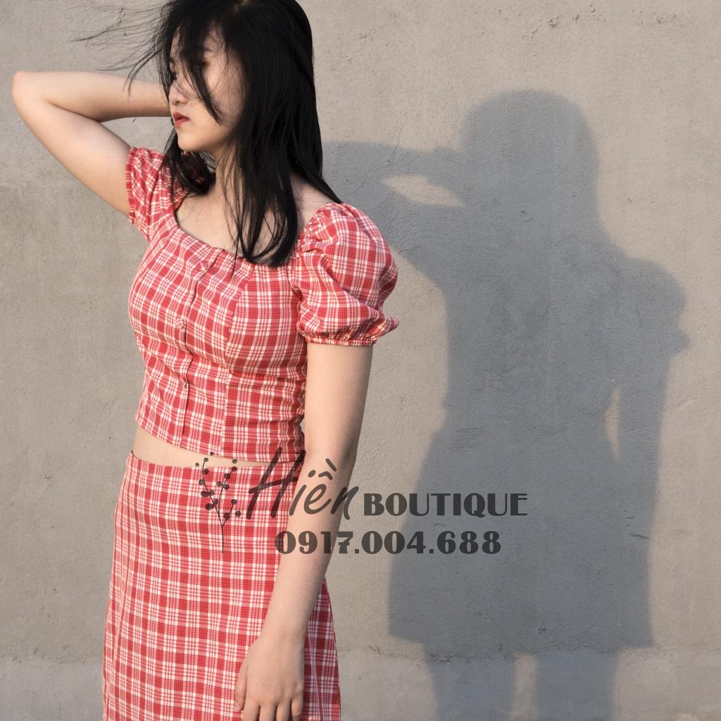 Set Đồ Nữ - Set Croptop Áo Trễ Vai Lưng Thun Phối Chân Váy Có Lót Trong Siêu Xinh