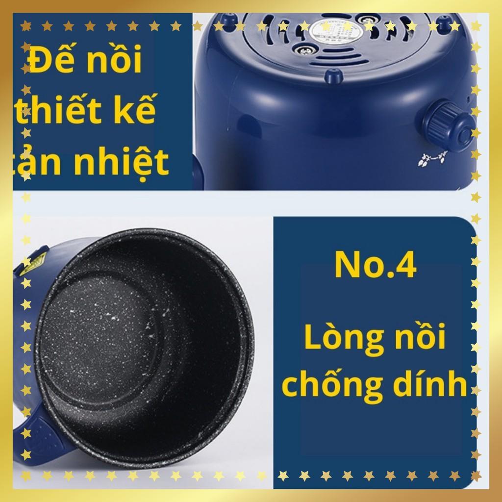 Nồi Lẩu Điện Đa Năng , Ca Nấu Mì Chống Dính ,Nồi Cơm mini 2 NẤC NHIỆT Kèm Giá Hấp Tiện Lợi