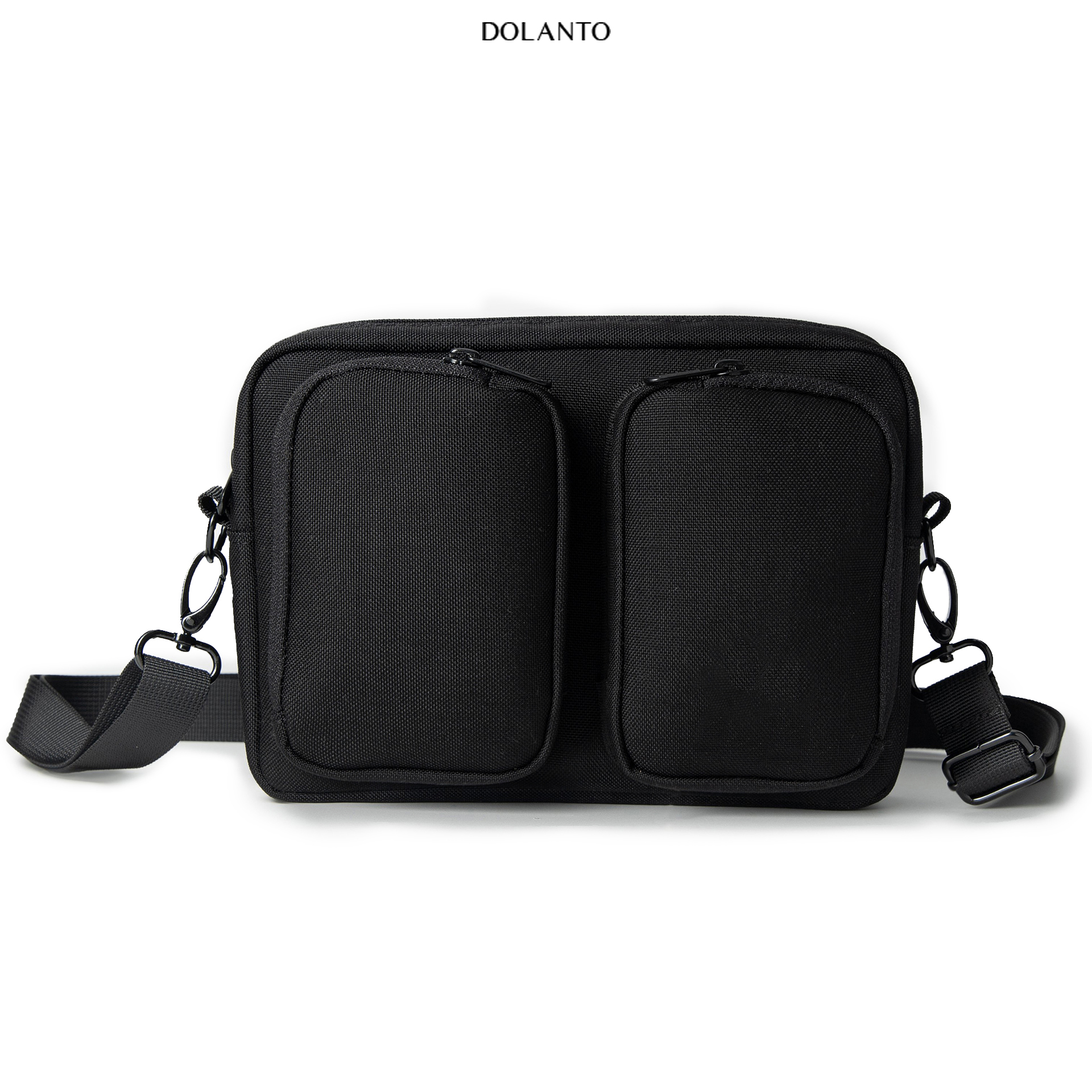 Túi Đeo Chéo Đen DOUBLE BAG Nhỏ Du Lịch Thời Trang Vải Canvas Cao Cấp Chống Thấm Nước Bao Tử Rẻ Tiện Nam Nữ DOLANTO