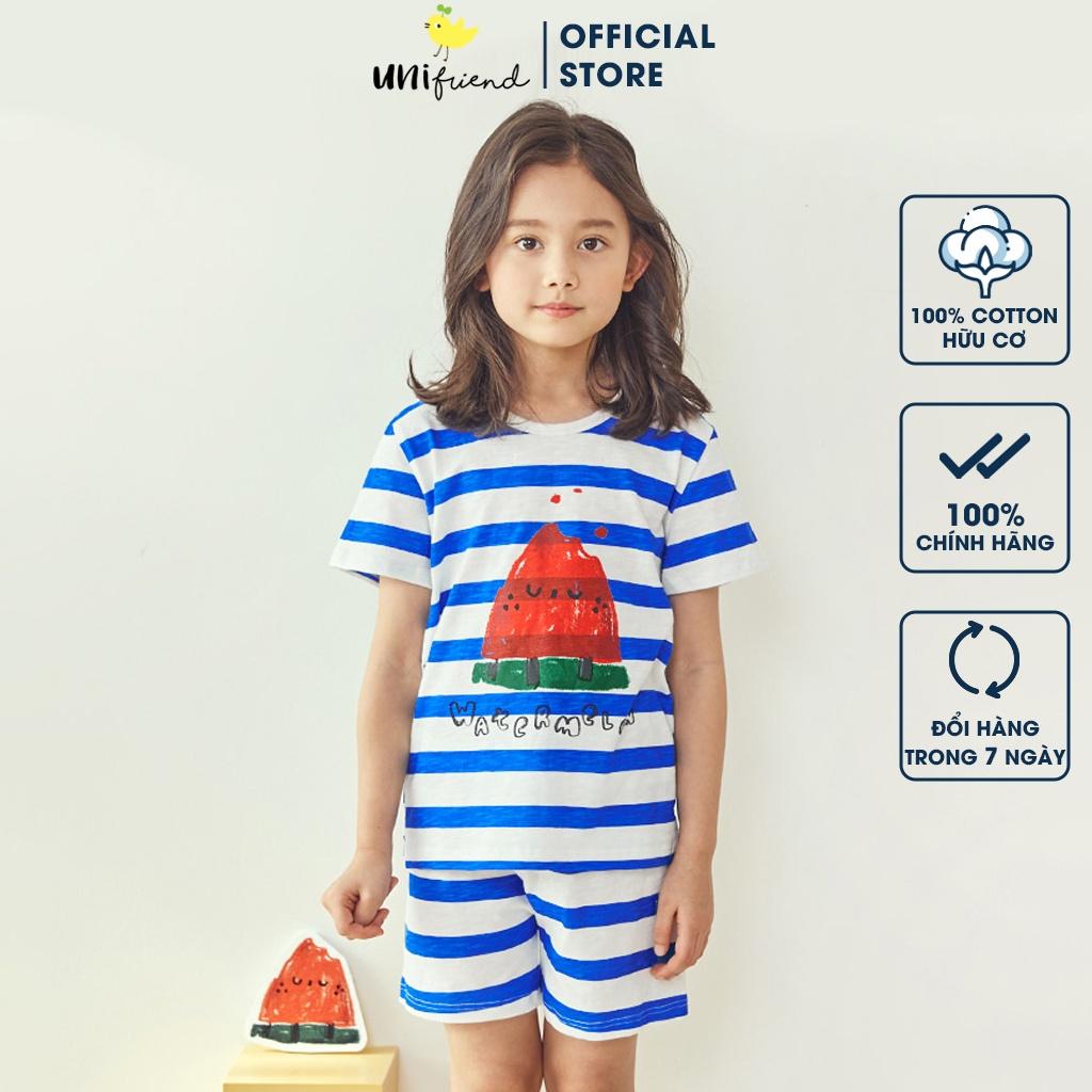 Bộ đồ ngắn tay mặc nhà cotton mịn cho bé gái U3036 - Unifriend Hàn Quốc, Cotton Organic