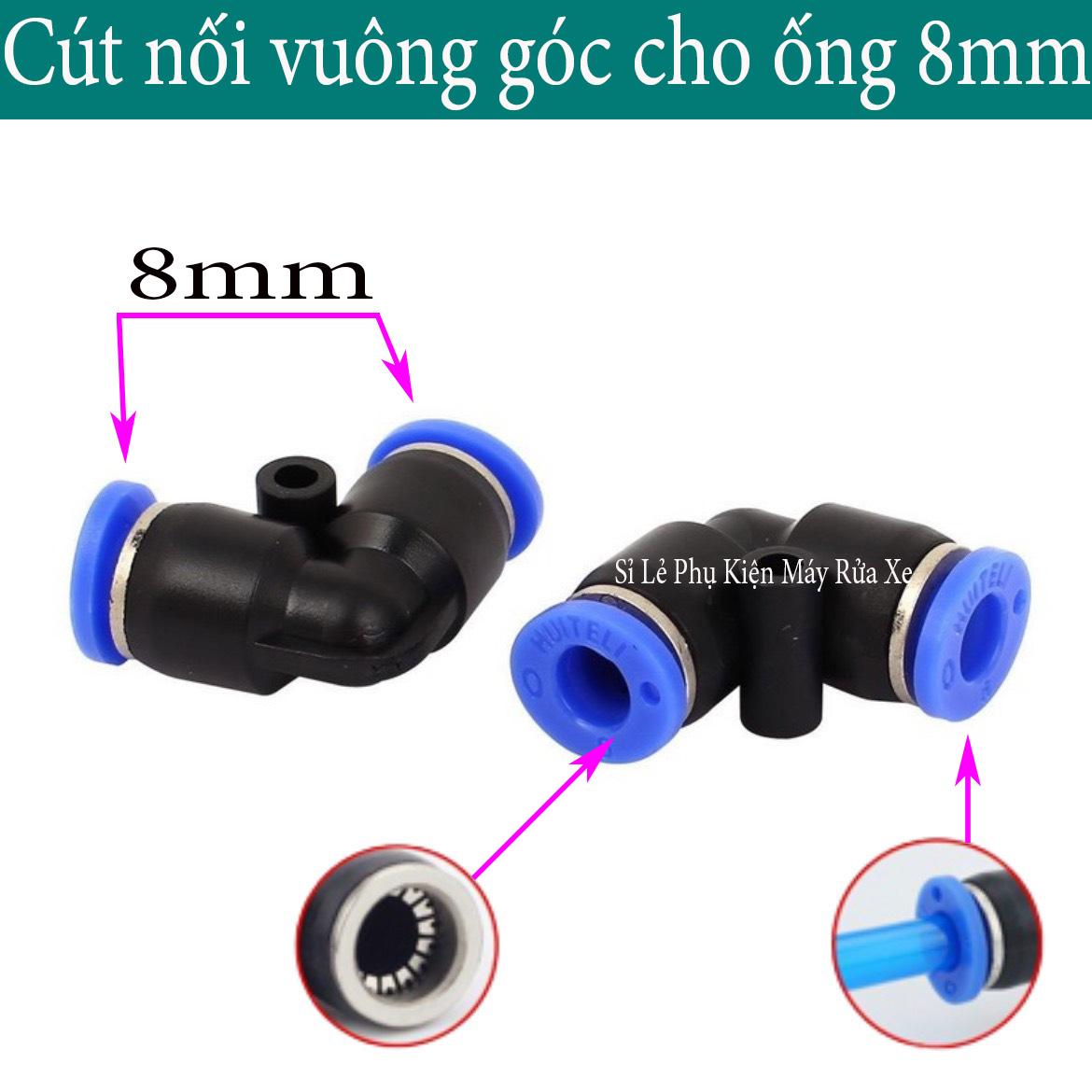 Cut nối vuông góc cho ống 8mm trong hệ thống phun sương ,góc vuông nối nhanh 8mm khí nén