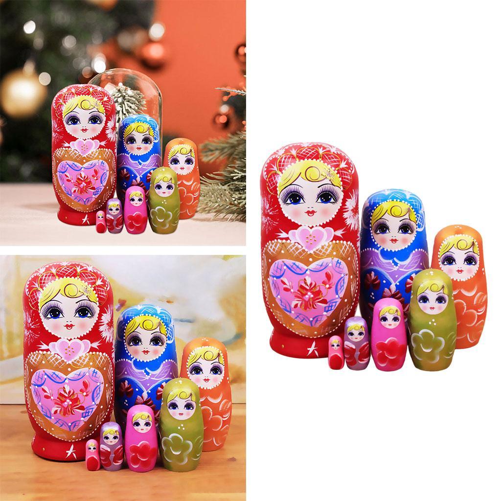 Girl  Wooden Russian Nesting Dolls Kit Nested Matryoshka Toy