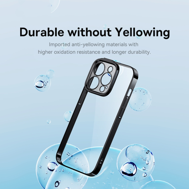 Ốp lưng chống sốc viền màu mạ crom cho iPhone 14 Pro Max thiết kế mặt lưng trong suốt hiệu DEVIA Crystal Series Shockproof Case - hàng nhập khẩu