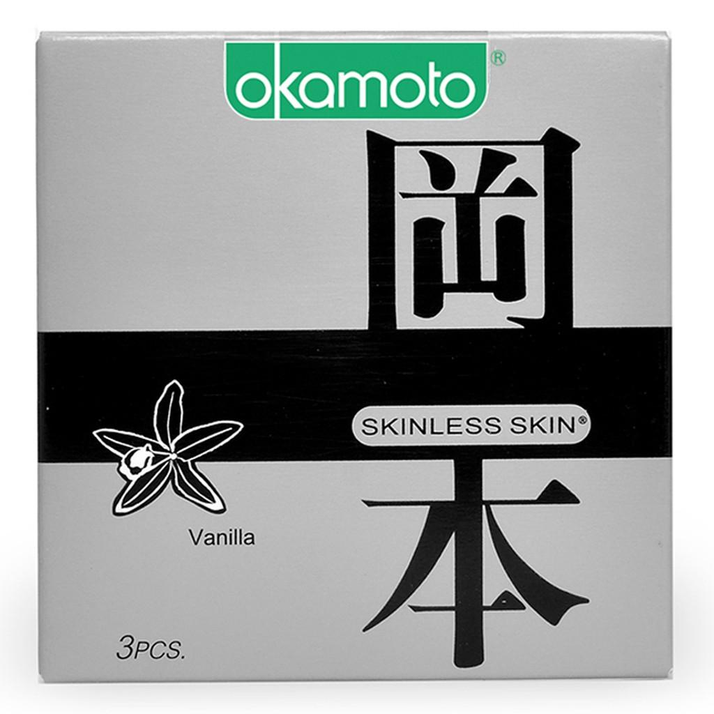 Combo 2 hộp Bao Cao Su Okamoto Skinless Skin Vanilla Hương Vani Hộp 3 Cái