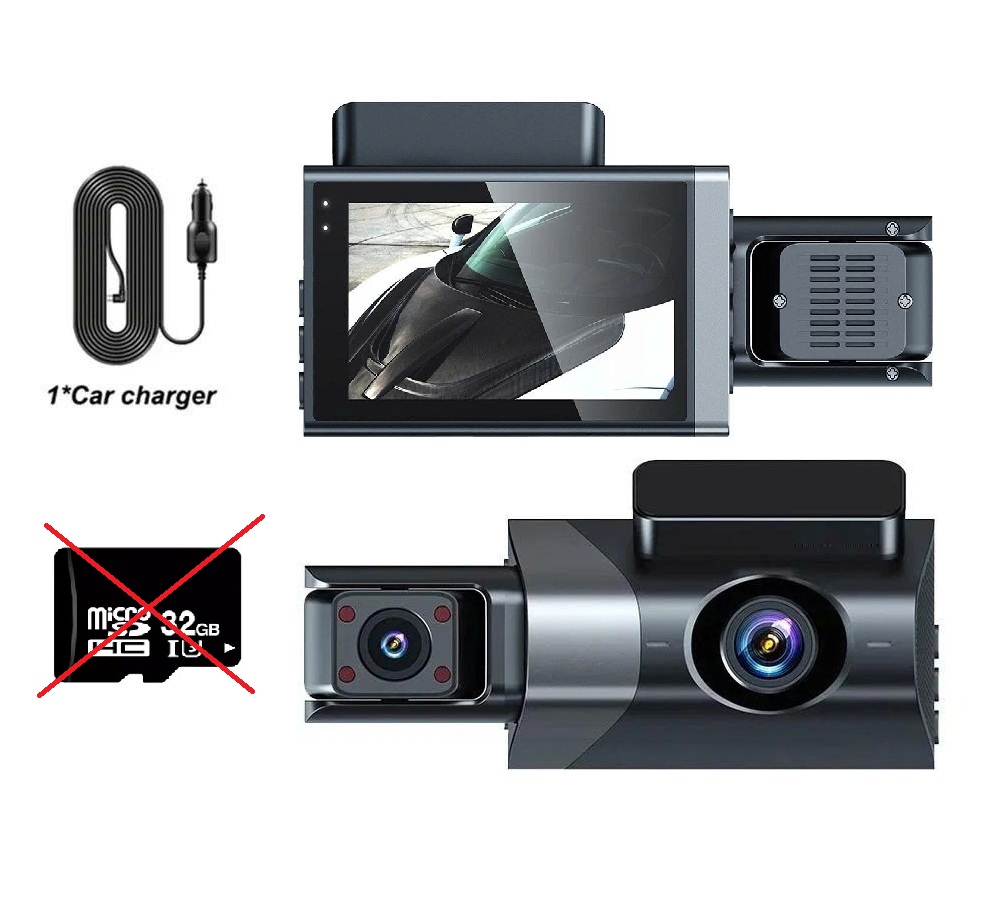 Camera Hành Trình Wifi 2 Mắt Màn Hình IPS 3 Inch 4K UHD 32GB 30fps Kết Nối Điện Thoại, Màn Hình Android/iOS