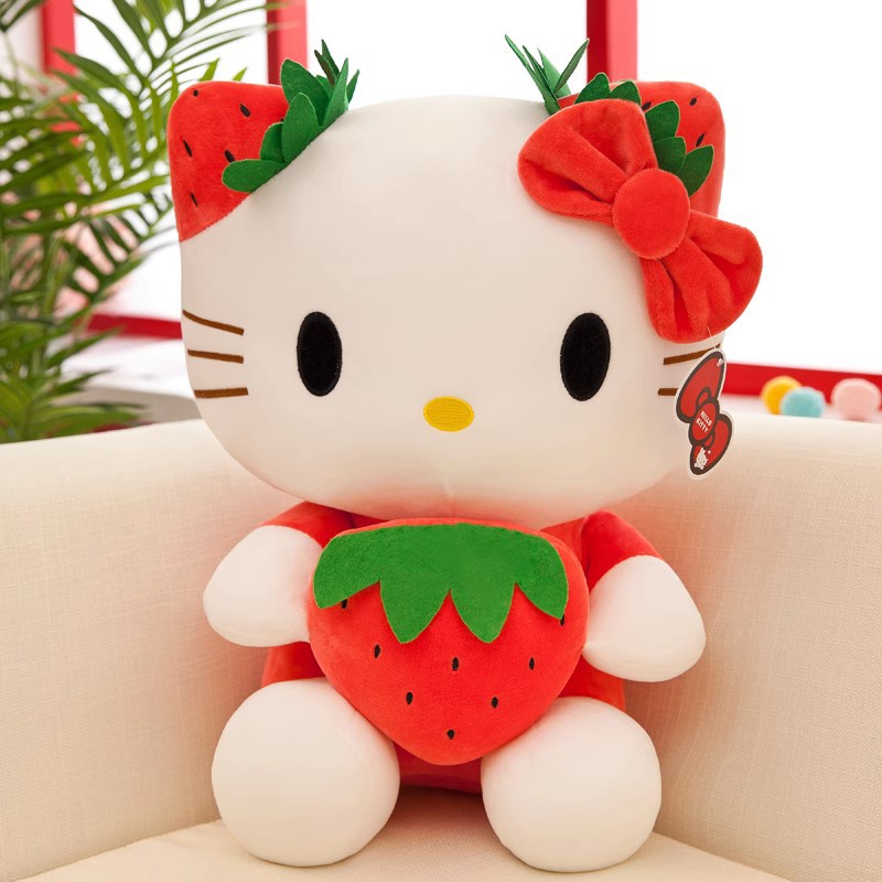 Gấu Bông Mèo Kitty Ôm Dâu Tây Siêu Hot Siêu Cưng (22cm---&gt;50cm) Hàng Cao Cấp Loại 1 Chất Lượng Cao, An Toàn Cho Trẻ Nhỏ