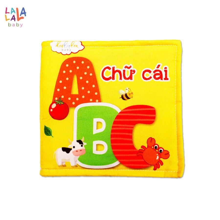 Combo 2 cuốn sách vải Lalala baby, kích thích đa giác quan, kích thước 15x15cm 12 trang (Số đếm, chữ cái)