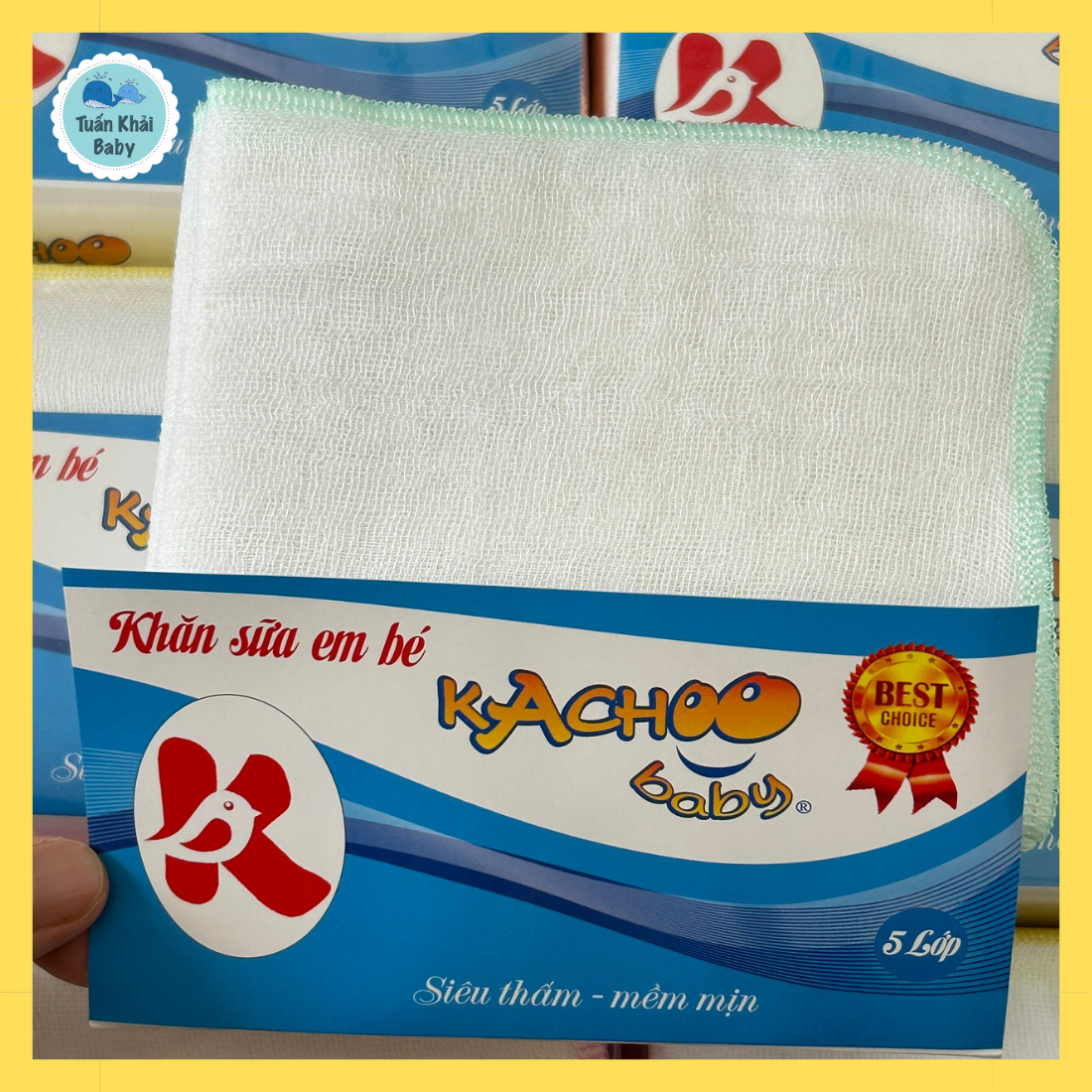 1 Túi 10 cái Khăn sữa sơ sinh 5 Lớp Sợi Mềm Kachoo Baby - kích thước khăn 26x31cm