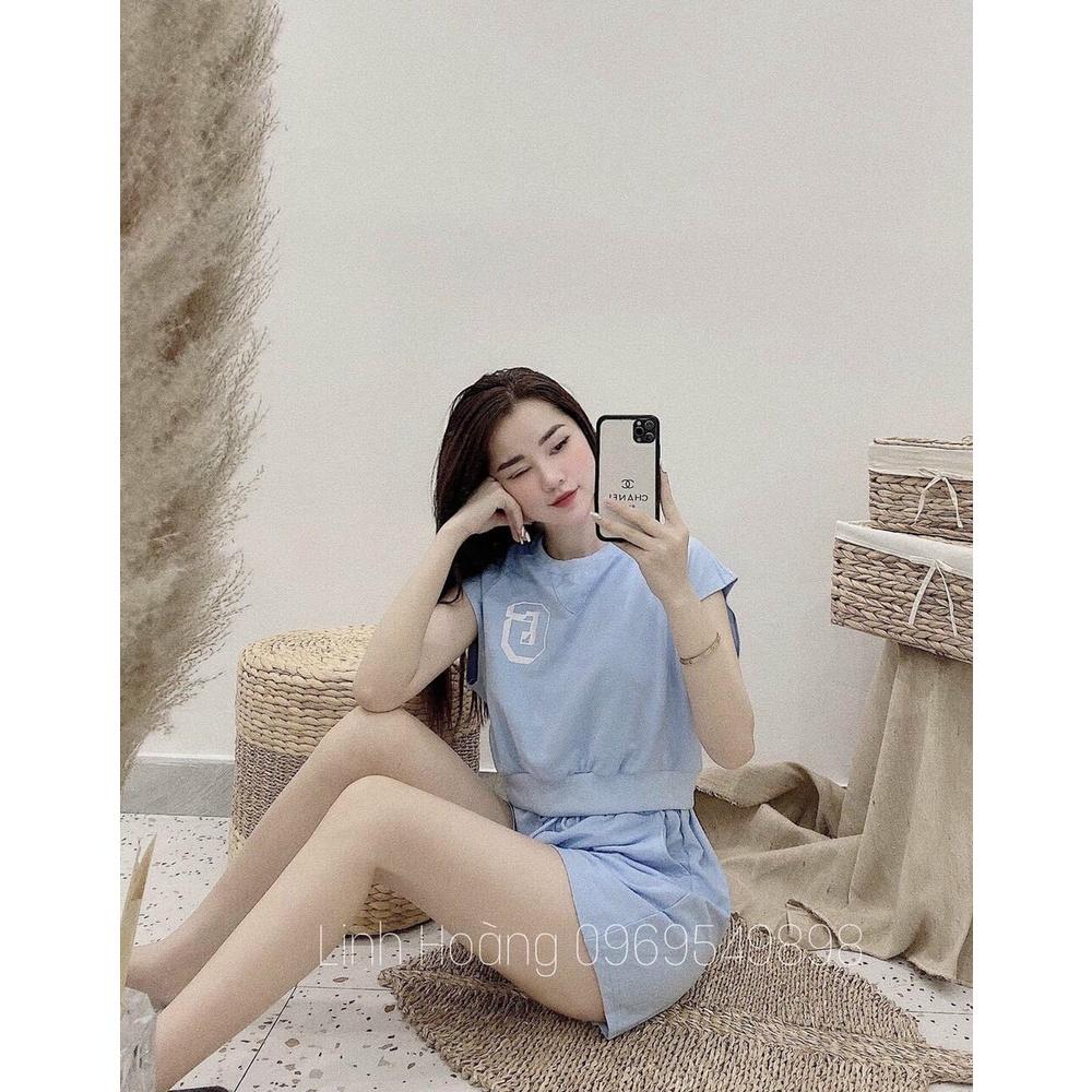TBO- Set bộ đùi áo sát cánh thể thao phong cách trẻ trung siêu cute xanh, trắng đen