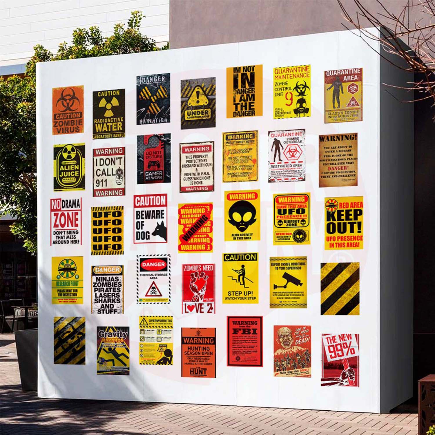 WARNING - Set 50 Poster A4 dán tường trang trí decor quán nhà cửa - STICKER FACTORY