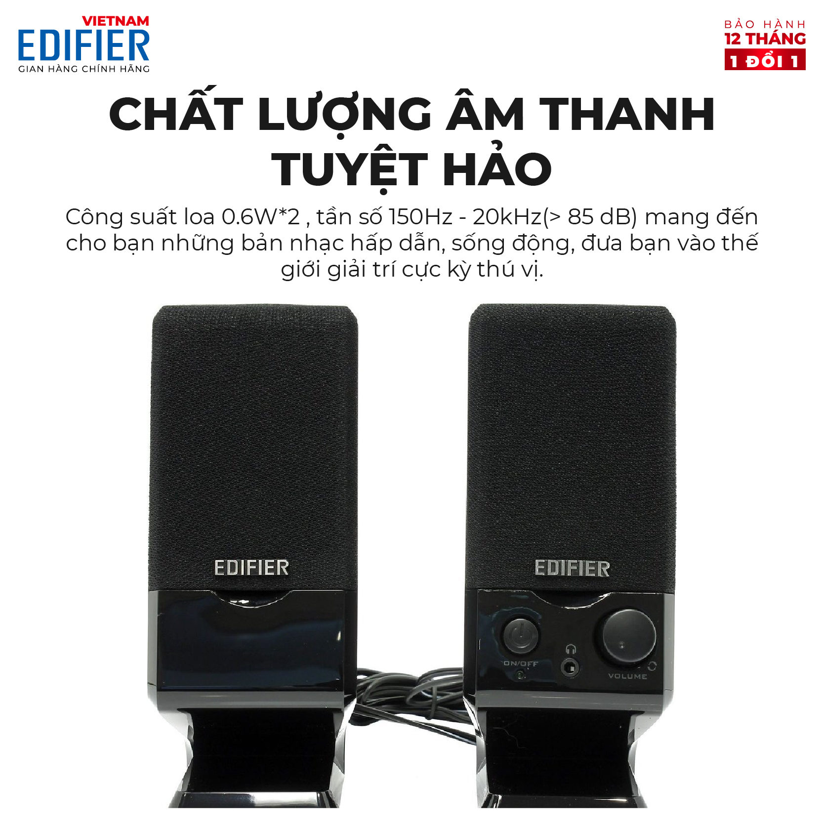 Loa vi tính EDIFIER M1250 - Loa 2.0 mini cổng nguồn USB - Thiết kể nhỏ gọn - Vỏ gỗ giảm dội âm - Hàng chính hãng