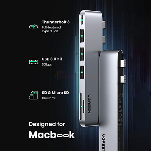 Cổng chuyển đổi Ugreen 6-in-1 Multifunction Adapter USB-C Hub CM251 60560 - Hàng chính hãng