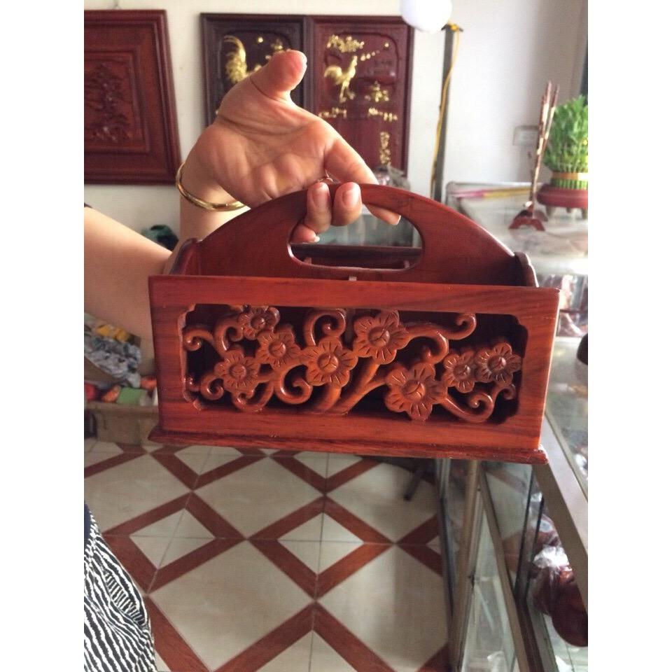 GIÁ ĐỰNG BÚT, đựng ĐỒ VĂN PHÒNG NHỎ BẰNG GỖ HƯƠNG có quai xách tiện dụng