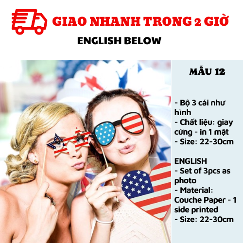 Bộ phụ kiện chụp hình 4 of July photo props qkm01