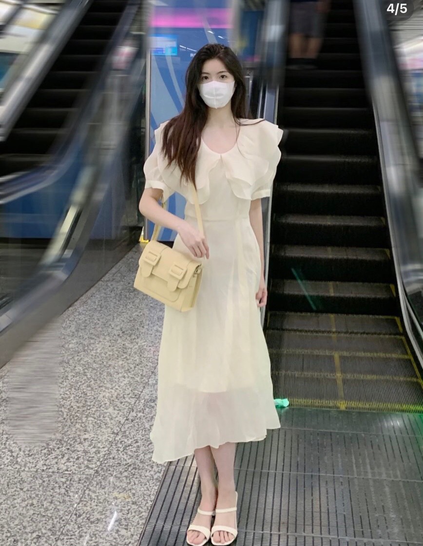 Đầm maxi tơ cổ bèo ulzzang hàn quốc