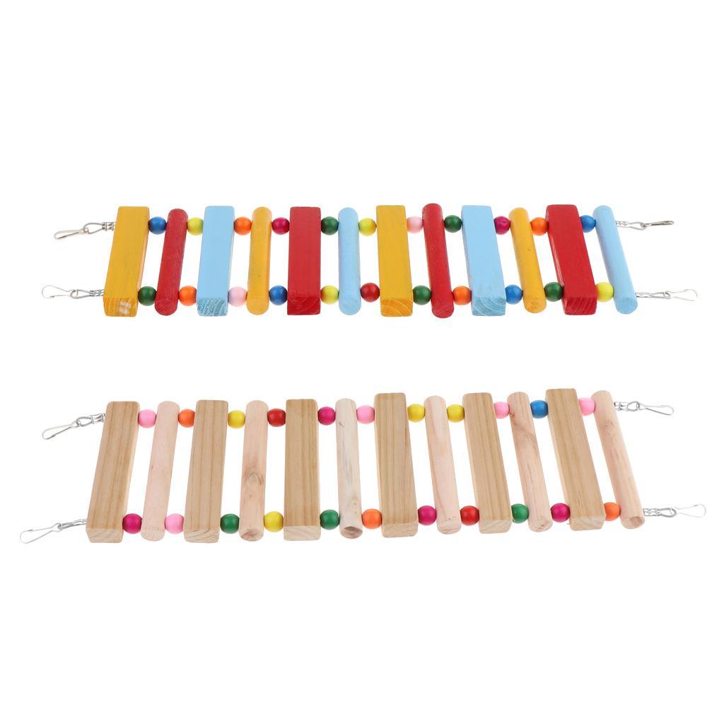 Bird Toys Wood Bird Ladder Step Parrot Ladder Swing Training Bridge Colorful