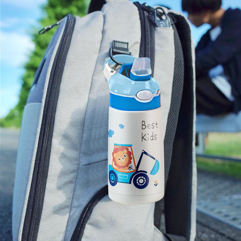 400Ml Inox Giữ Nhiệt Cốc Cốc Cho Trẻ Trẻ Em Bé Di Động Dễ Thương Nảy Nắp Khủng Long Bình Nước Trẻ Em quà Tặng