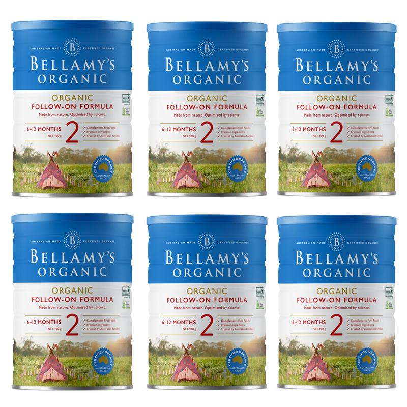 6 Lon Sữa Bột Bellamy's Organic Số 2 (900g)