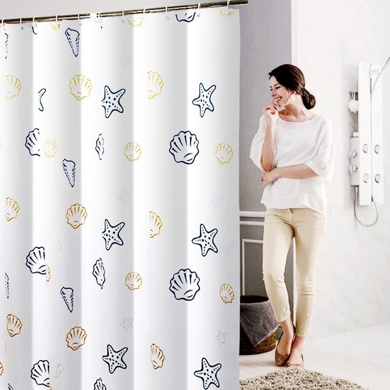 Rèm Phòng Tắm Polyester Dày Không Thấm Nước Họa Tiết Ocean