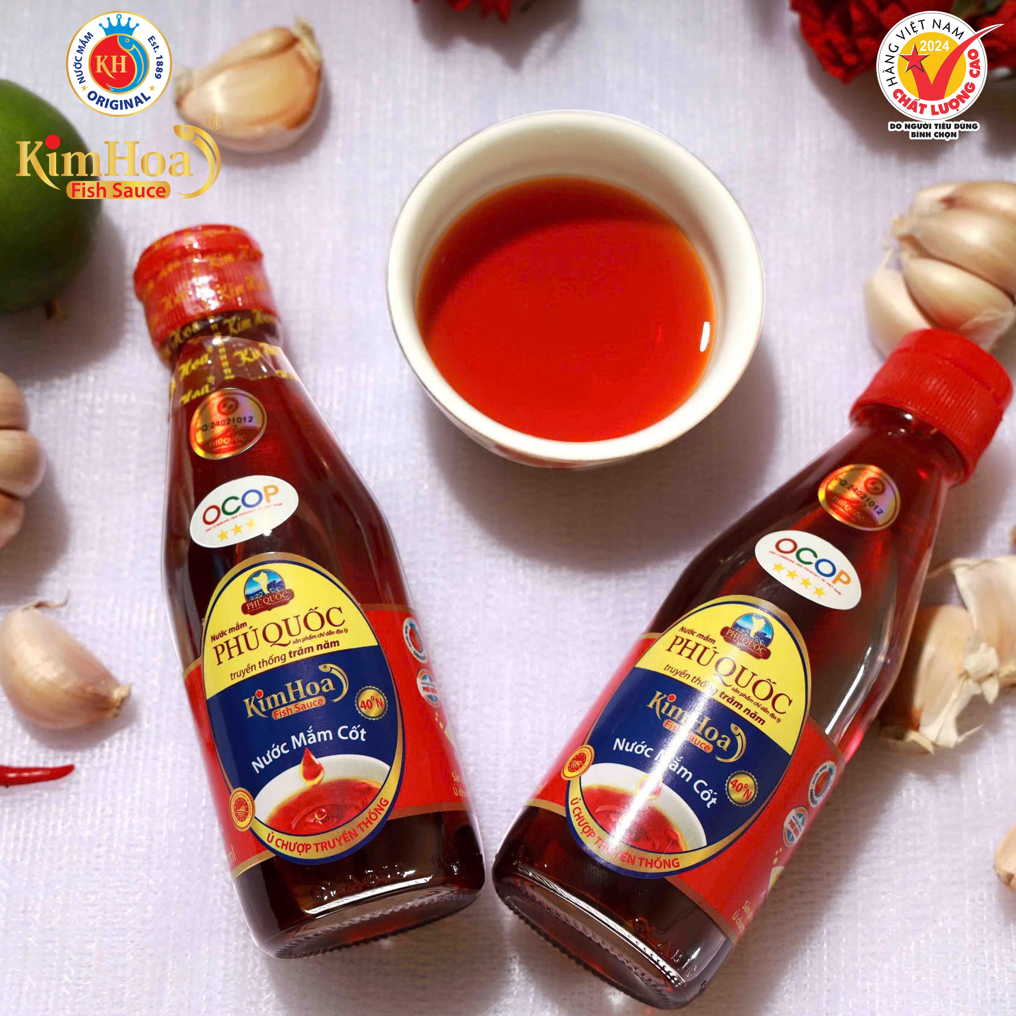 Nước mắm cốt Kim Hoa Phú Quốc 40 Đạm chai 180ml