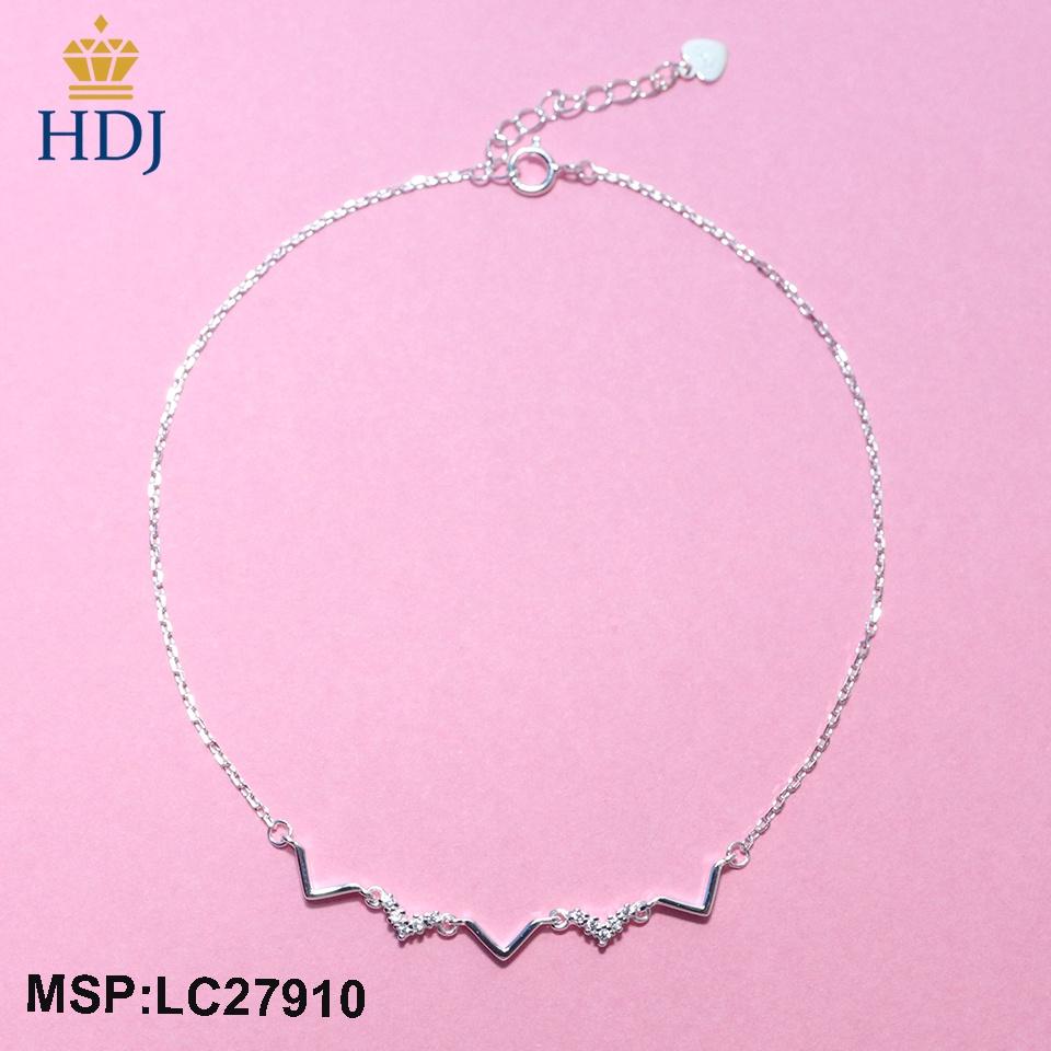 Lắc chân bạc thật dành cho nữ mẫu hình chữ V đính đá nhỏ xinh LCB27910 - Trang sức HDJ