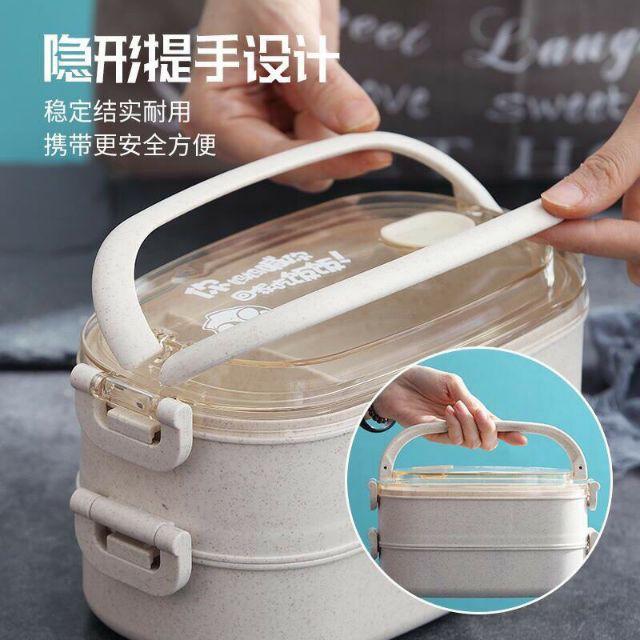 Hộp Đựng Cơm Lúa Mạch 2 Tầng mẫu mới 2021