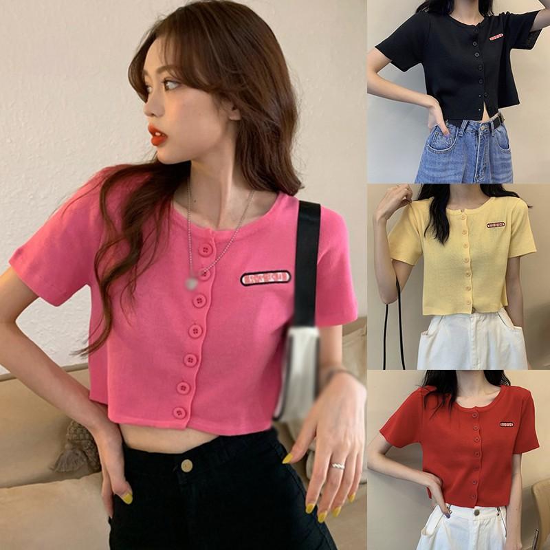 Áo thun cổ tròn tay ngắn xinh xắn dành cho nữ