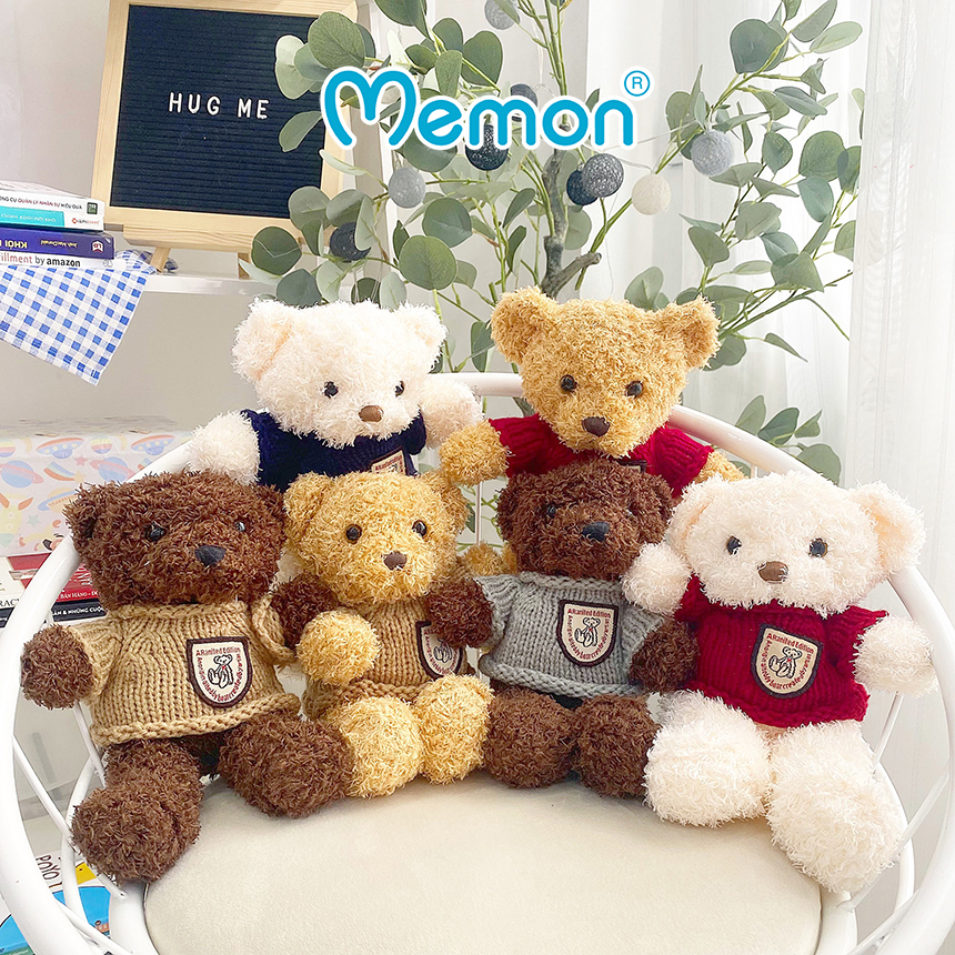Gấu bông teddy head tales mini nhồi gòn 20cm cao cấp Memon