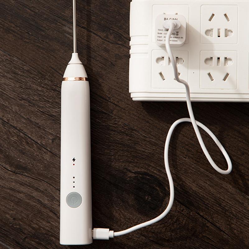 Điện Đánh USB Sạc 3 Tốc Độ Điều Chỉnh Nấu Ăn Nhà Bếp Dụng Cụ Bubbler Trứng Sốt Kem Que Khuấy Nhỏ Bọt Sữa