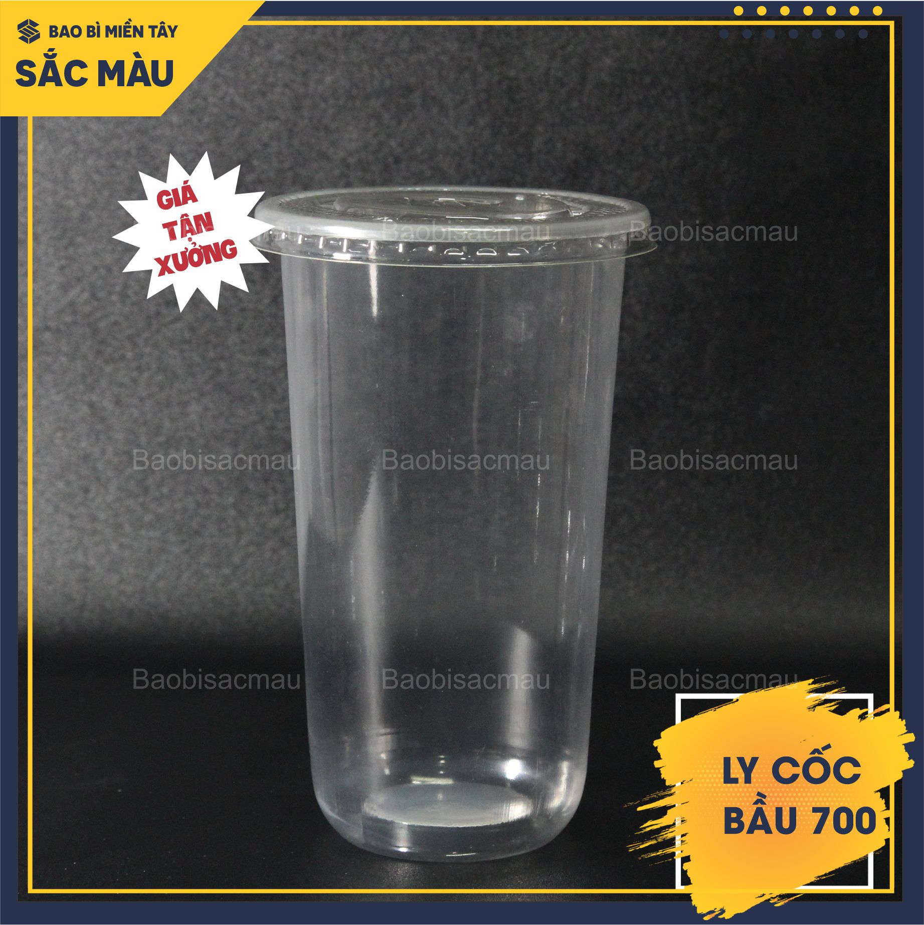 Sỉ 50 cốc nhựa/ ly nhựa đáy bầu 700ml kèm nắp