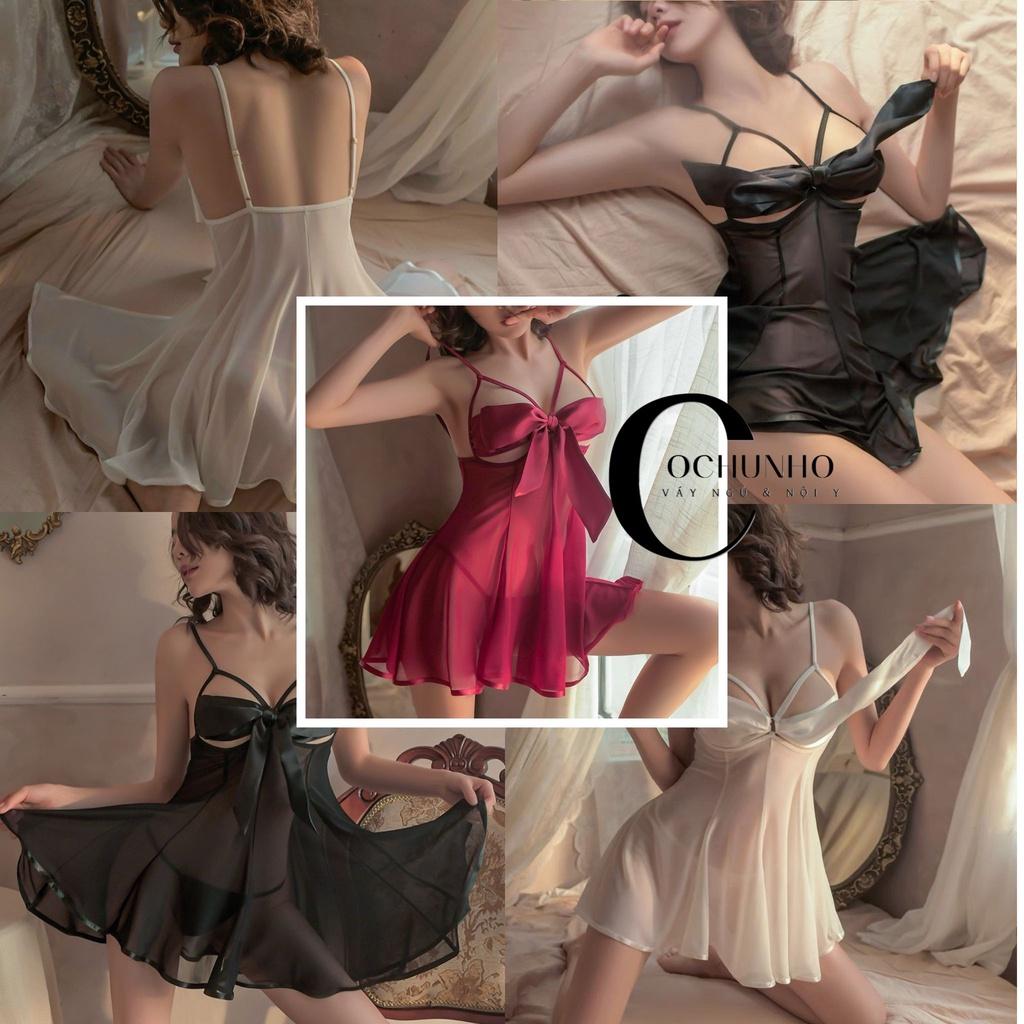 Váy ngủ lưới thun xuyên thấu sexy - Đầm mặc nhà gợi cảm quyến rũ