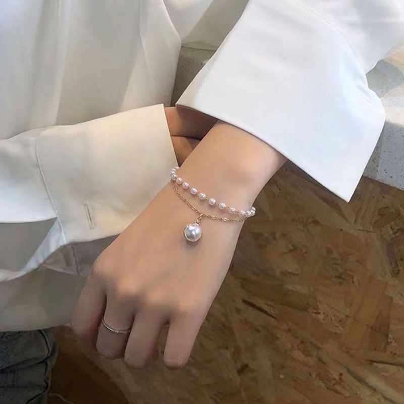 Vòng tay lắc tay hạt châu 2 lớp kiêm lắc chân