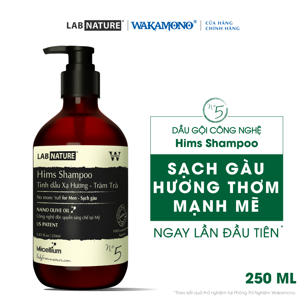 Dầu gội trị gàu Lab Nature cho Nam No.5 - công nghệ Nano Olive Oil - 250ml