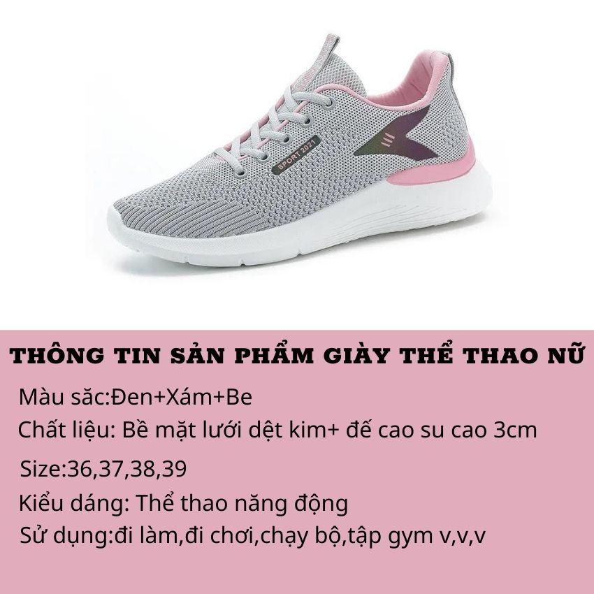 Giày Thể Thao Nữ Cổ Thấp Đế Cao Su 3cm Êm Chân Thoáng Khí Năng Động Trẻ Trung GTTN06 SUNO STORE