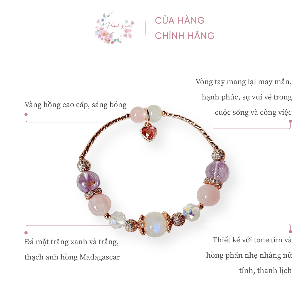 Vòng Đeo Tay Singapore Đá Mặt Trăng Floral Knots Chất Liệu Vàng Hồng Starry Twin Star