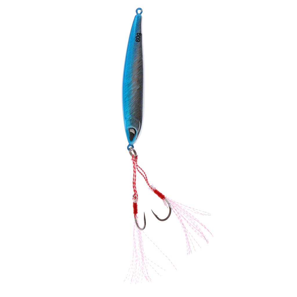 Fishing Lure Lead Fish Metal Jigging Wobbler Crankbaits Bass Baits 60g Blue