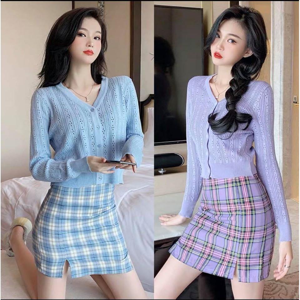 Chân váy kẻ caro dáng chữ A nhiều màu ULZZANG THE 1992