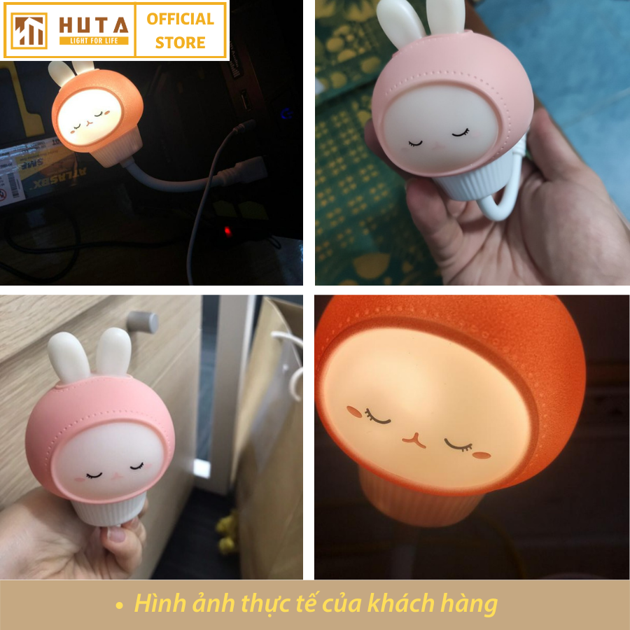 Đèn Ngủ Mini Cho Bé HUTA Hình Thú Cute Chú Thỏ Dễ Thương, Cắm Điện Đầu USB, Uốn Dẻo Nhỏ Gọn Tiện Lợi, Trang Trí Phòng Ngủ, Đèn Vàng