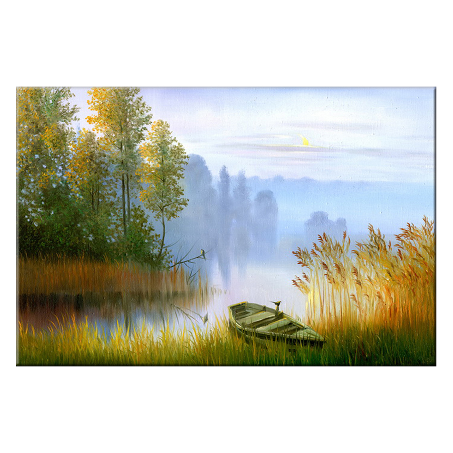 Tranh Treo Tường BẾN SÔNG CHỜ Scenery-090 (60 x 80 cm) Thế Giới Tranh Đẹp