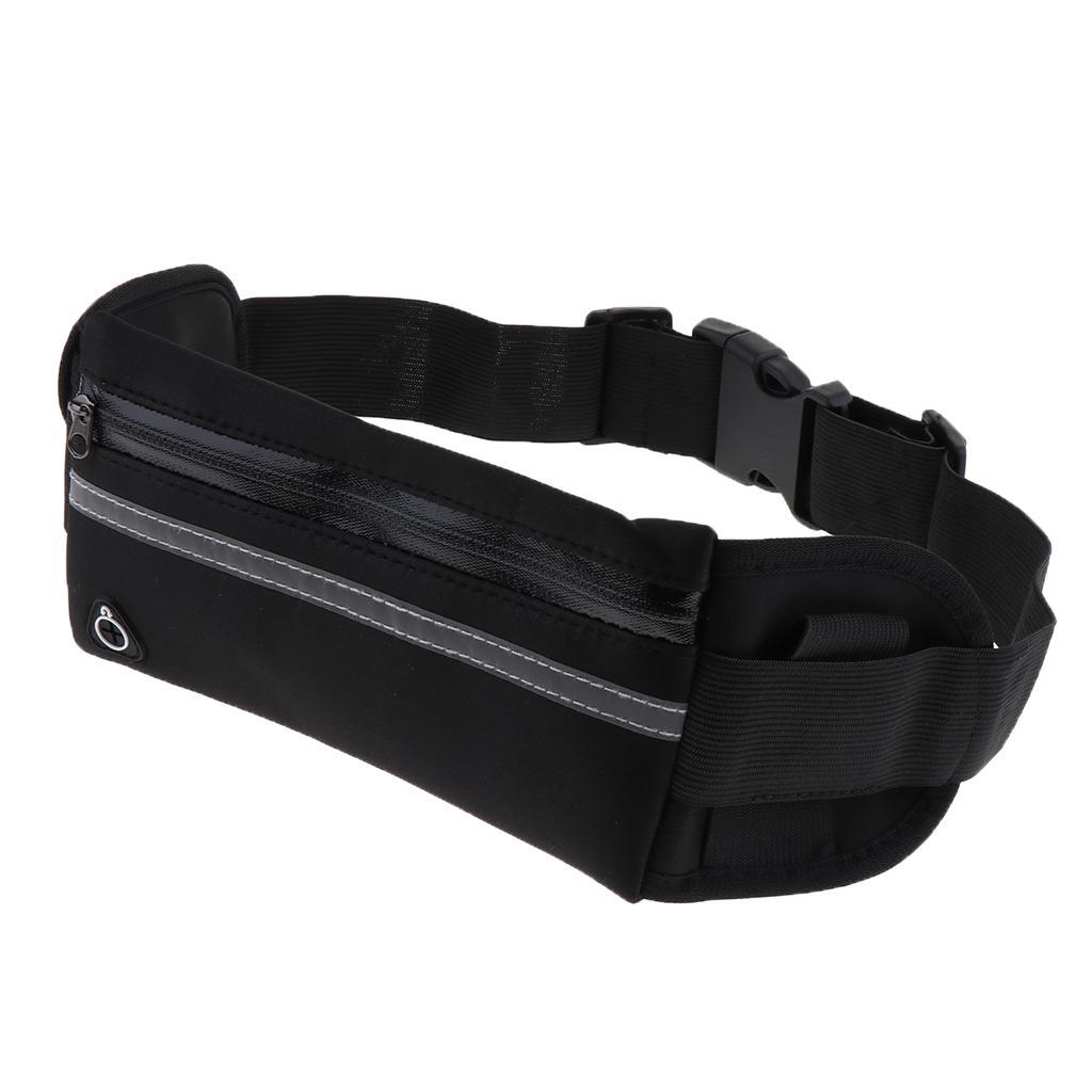 2 Pieces Waterproof Running Jogging Belt Bum Waist Pouch Fanny Pack Black