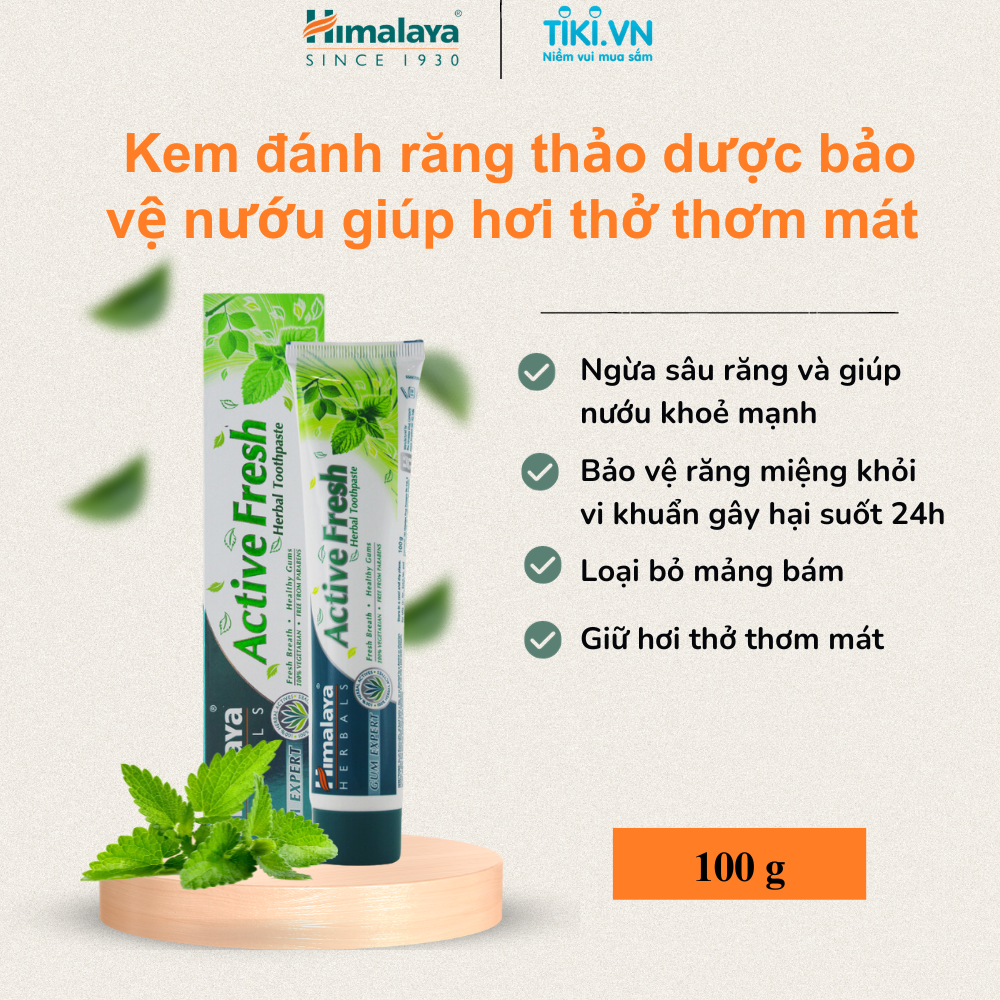 Kem Đánh Răng Thảo Mộc Tươi Mát Active Fresh Himalaya Herbals HMTP0003 (100g)