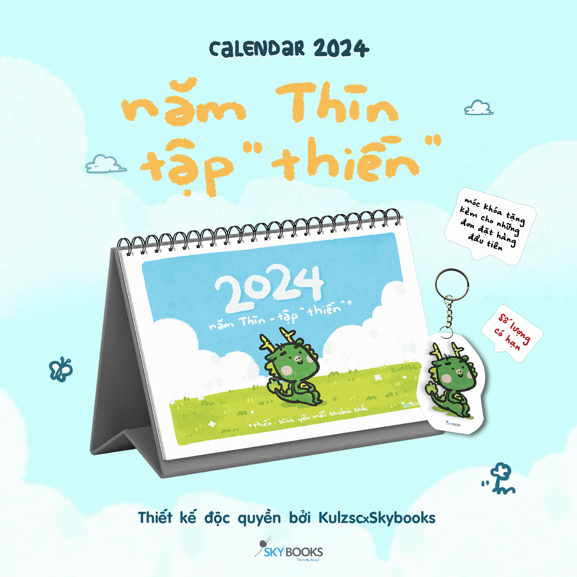 Lịch năm 2024 - Lịch Để Bàn- Năm &quot; Thìn &quot;- Tập &quot; Thiền &quot;- Skybooks