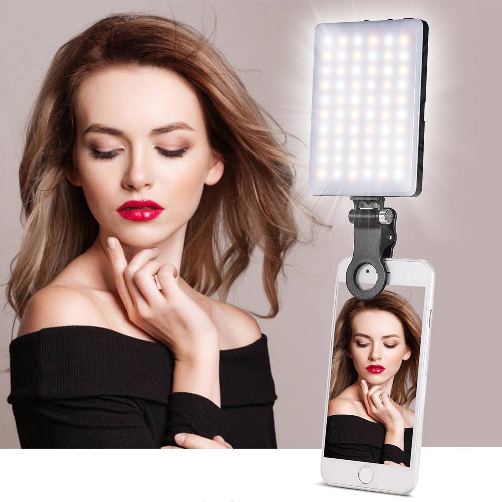 Đèn LED 3200K / 5600K  Mini Clip-on Nhiệt độ hai màu có thể thay đổi độ sáng Pin sạc tích hợp cho iPhone