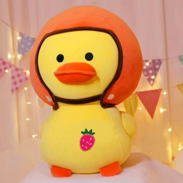 Gấu Bông Vịt Đội Nón Bảo Hiểm (40 Cm) Gb90 (Vàng Phối Cam)