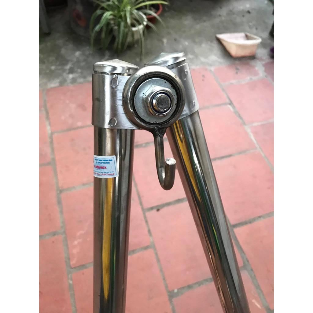 Bộ Võng Xếp Sài Gòn Inox Phi 32 + Lưới Cán Nhựa Có Kèm Gối