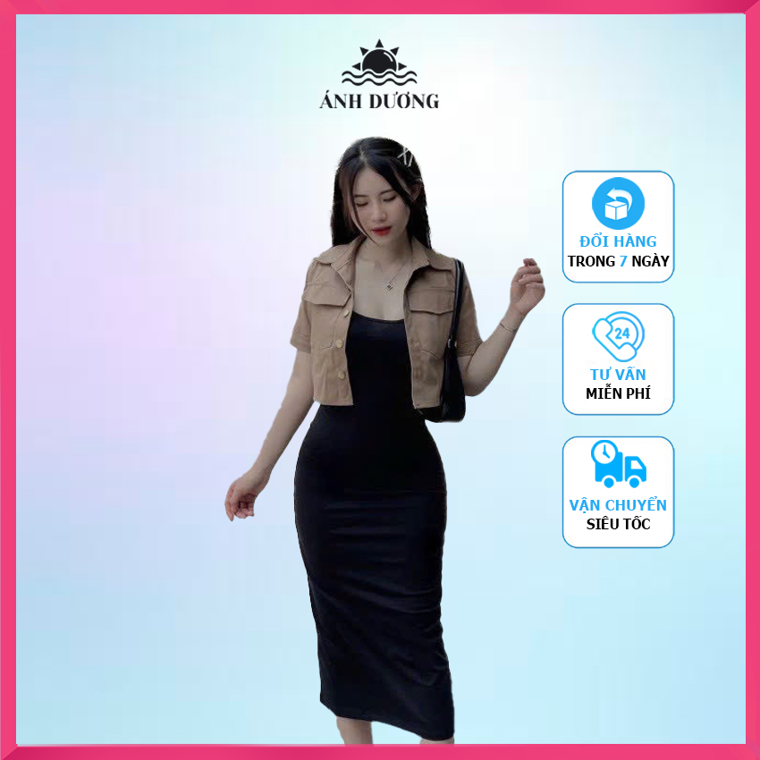 Đầm body thun gân kèm áo khoác kaki Ánh Dương Clothing M204, set váy body nữ và áo khoác